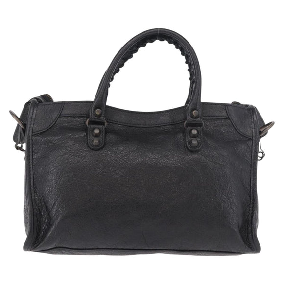 BALENCIAGA Classic Mini City Hand Bag Leather 2way Black 115748 Auth 165295SAM