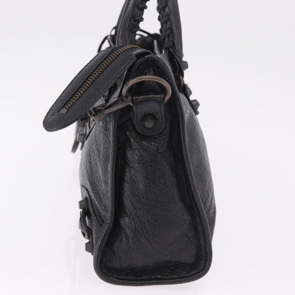 BALENCIAGA Classic Mini City Hand Bag Leather 2way Black 115748 Auth 165295SAM