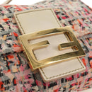FENDI Zucchino Canvas Mamma Baguette Shoulder Bag Pink Gold Auth 165298SAV-19