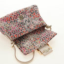 FENDI Zucchino Canvas Mamma Baguette Shoulder Bag Pink Gold Auth 165298SAV-20
