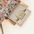 FENDI Zucchino Canvas Mamma Baguette Shoulder Bag Pink Gold Auth 165298SAV-21