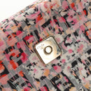 FENDI Zucchino Canvas Mamma Baguette Shoulder Bag Pink Gold Auth 165298SAV-9