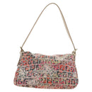 FENDI Zucchino Canvas Mamma Baguette Shoulder Bag Pink Gold Auth 165298SAV-2
