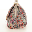 FENDI Zucchino Canvas Mamma Baguette Shoulder Bag Pink Gold Auth 165298SAV-3