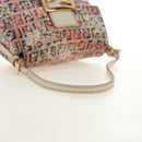 FENDI Zucchino Canvas Mamma Baguette Shoulder Bag Pink Gold Auth 165298SAV-7