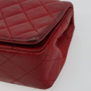 CHANEL Matelasse Chain Shoulder Bag Lamb Skin Red Gold CC Auth 165299A-8