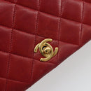 CHANEL Matelasse Chain Shoulder Bag Lamb Skin Red Gold CC Auth 165299A-18