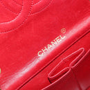 CHANEL Matelasse Chain Shoulder Bag Lamb Skin Red Gold CC Auth 165299A-20