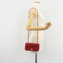 CHANEL Matelasse Chain Shoulder Bag Lamb Skin Red Gold CC Auth 165299A-24
