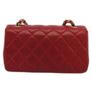 CHANEL Matelasse Chain Shoulder Bag Lamb Skin Red Gold CC Auth 165299A-2