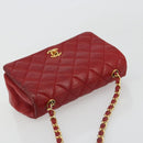 CHANEL Matelasse Chain Shoulder Bag Lamb Skin Red Gold CC Auth 165299A-6
