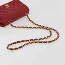 CHANEL Matelasse Chain Shoulder Bag Lamb Skin Red Gold CC Auth 165299A-7