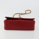 CHANEL Matelasse Chain Shoulder Bag Lamb Skin Red Gold CC Auth 165299A-5