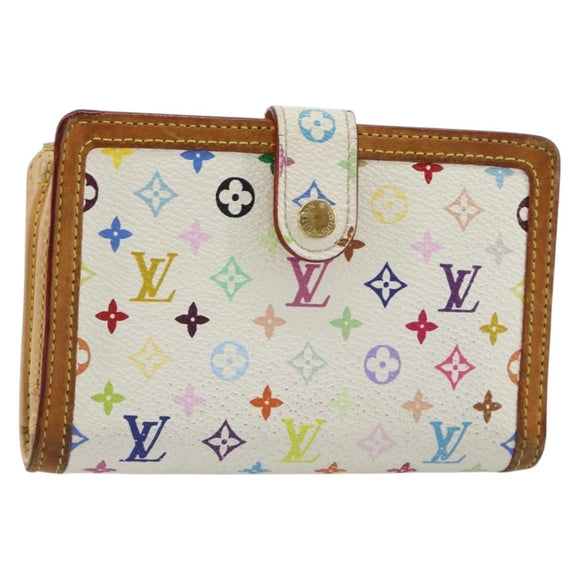 LOUIS VUITTON Multicolor Portefeuille Viennois Wallet White M92987 Auth 165302