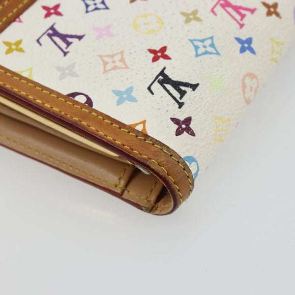 LOUIS VUITTON Multicolor Portefeuille Viennois Wallet White M92987 Auth 165302