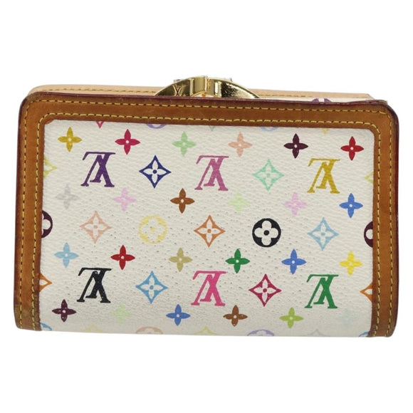 LOUIS VUITTON Multicolor Portefeuille Viennois Wallet White M92987 Auth 165302