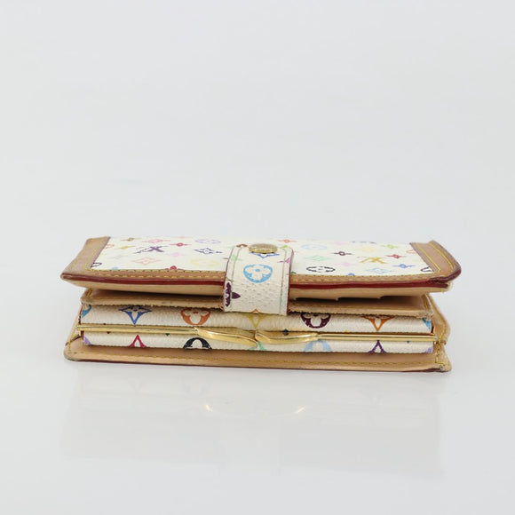 LOUIS VUITTON Multicolor Portefeuille Viennois Wallet White M92987 Auth 165302