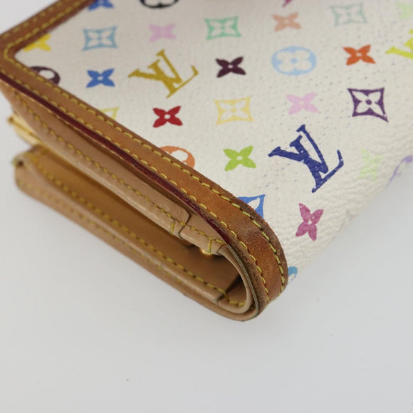 LOUIS VUITTON Multicolor Portefeuille Viennois Wallet White M92987 Auth 165302