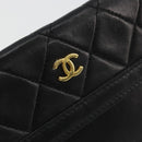CHANEL Matelasse Pouch Lamb Skin Black Gold CC Auth 165304A-8