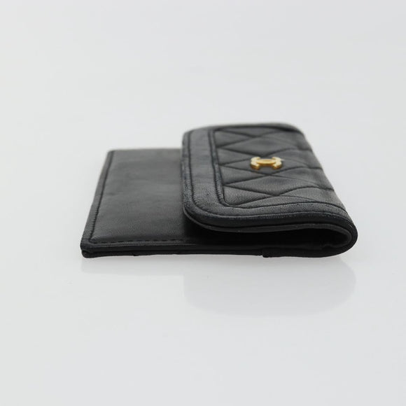 CHANEL Matelasse Pouch Lamb Skin Black Gold CC Auth 165304A