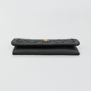 CHANEL Matelasse Pouch Lamb Skin Black Gold CC Auth 165304A-6