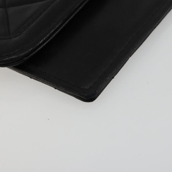 CHANEL Matelasse Pouch Lamb Skin Black Gold CC Auth 165304A