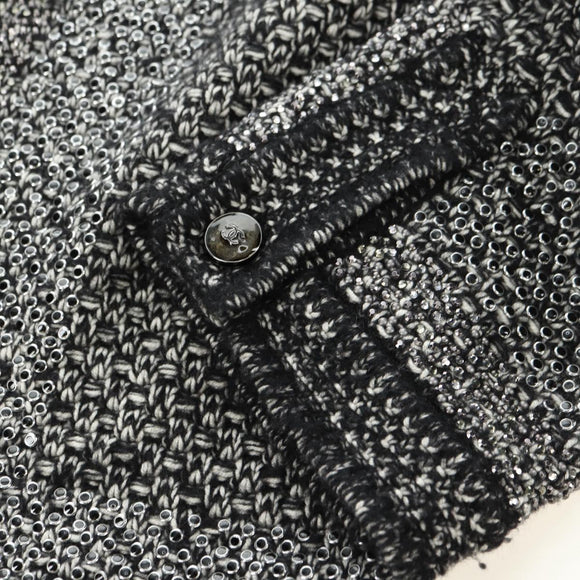 CHANEL Jacke Tweed 40 Schwarz CC Auth 165307V