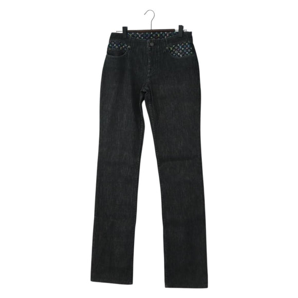 LOUIS VUITTON Broek Denim Zwart Meerkleurig LV Auth 165311V