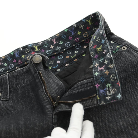 LOUIS VUITTON Broek Denim Zwart Meerkleurig LV Auth 165311V