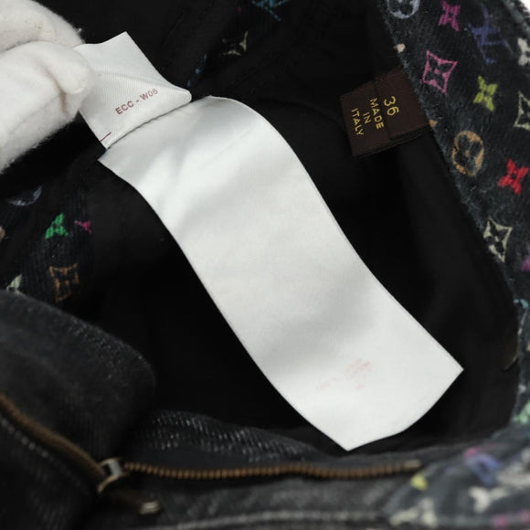 LOUIS VUITTON Broek Denim Zwart Meerkleurig LV Auth 165311V