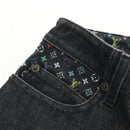 LOUIS VUITTON Broek Denim Zwart Meerkleurig LV Auth 165311V-4