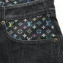 LOUIS VUITTON Broek Denim Zwart Meerkleurig LV Auth 165311V-5