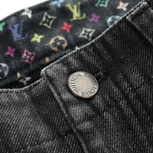 LOUIS VUITTON Broek Denim Zwart Meerkleurig LV Auth 165311V