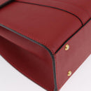 CELINE Hand Bag Leather 2way Red Gold Auth 165350-9