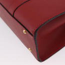CELINE Hand Bag Leather 2way Red Gold Auth 165350-16