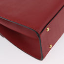 CELINE Hand Bag Leather 2way Red Gold Auth 165350-17