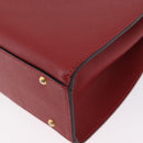 CELINE Hand Bag Leather 2way Red Gold Auth 165350-18