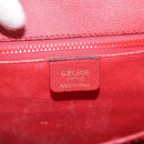 CELINE Hand Bag Leather 2way Red Gold Auth 165350-21