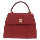 CELINE Hand Bag Leather 2way Red Gold Auth 165350-13