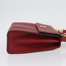CELINE Hand Bag Leather 2way Red Gold Auth 165350-3