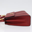 CELINE Hand Bag Leather 2way Red Gold Auth 165350-4