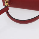 CELINE Hand Bag Leather 2way Red Gold Auth 165350-7