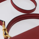 CELINE Hand Bag Leather 2way Red Gold Auth 165350-14