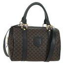 CELINE Macadam Canvas Hand Bag PVC Leather 2way Black Gold Auth 165352A-1