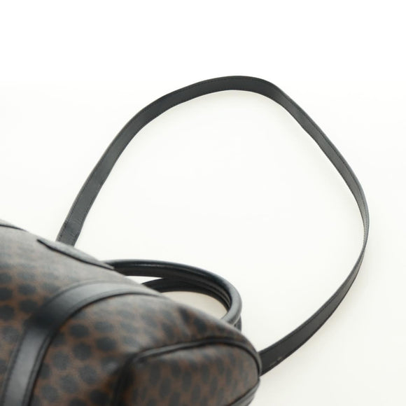 CELINE Macadam Canvas Hand Bag PVC Leather 2way Black Gold Auth 165352A