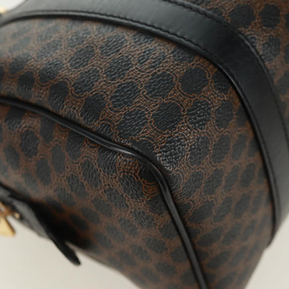 CELINE Macadam Canvas Hand Bag PVC Leather 2way Black Gold Auth 165352A