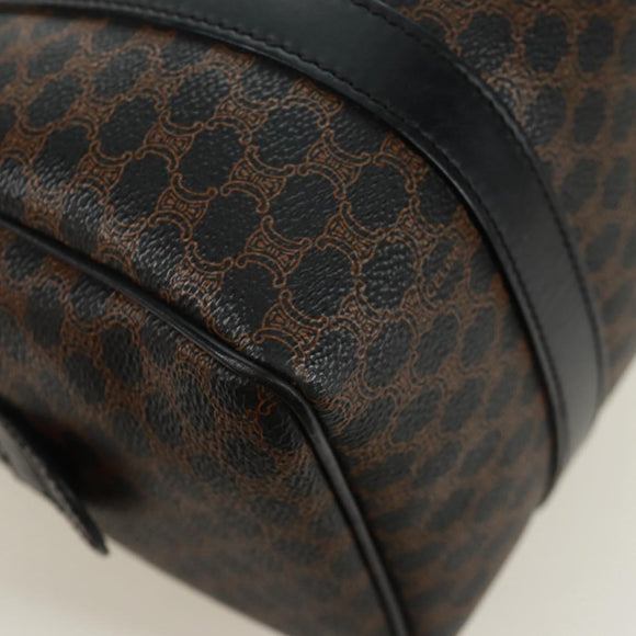 CELINE Macadam Canvas Hand Bag PVC Leather 2way Black Gold Auth 165352A