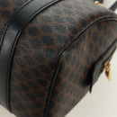CELINE Macadam Canvas Hand Bag PVC Leather 2way Black Gold Auth 165352A-9