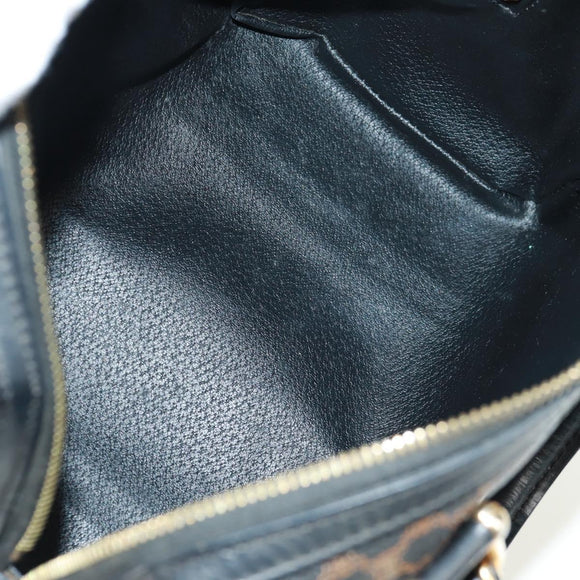 CELINE Macadam Canvas Hand Bag PVC Leather 2way Black Gold Auth 165352A