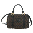 CELINE Macadam Canvas Hand Bag PVC Leather 2way Black Gold Auth 165352A-13